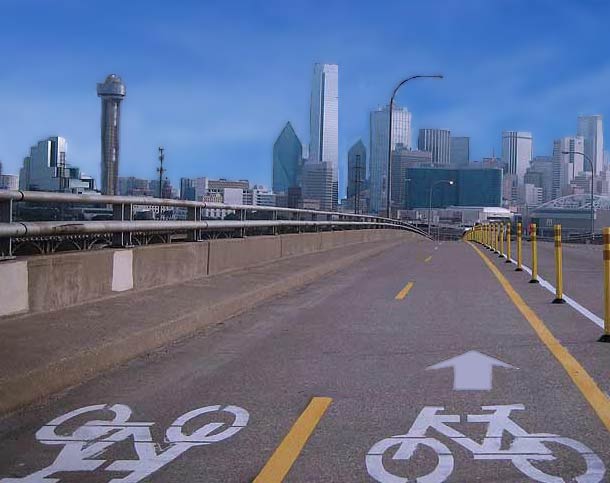 Dallas Skyline and Bike Lane