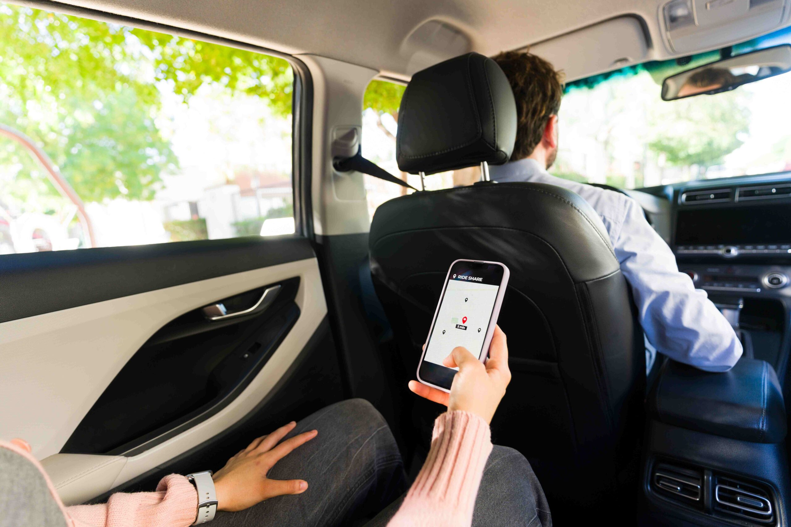 Rideshare Accidents In Sherman: Uber &Amp; Lyft Liability • Rideshare Accident Liability Sherman Compresso Scaled Passenger In The Back Seat Of A Rideshare Vehicle In Sherman